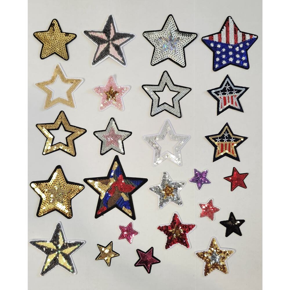 Decorative Sequin Stars Embellishment Patches for DIY, Iron On/Sew On, 29 Pcs